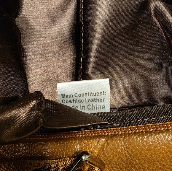 S-ZONE Brown Pebbled Leather Antit-Theft Backpack EUC - Picture 10 of 15